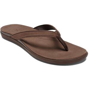 SOLD OluKai Womens Dark Java Brown Leather Slip On Flats Thong Sandals Shoes NWT
